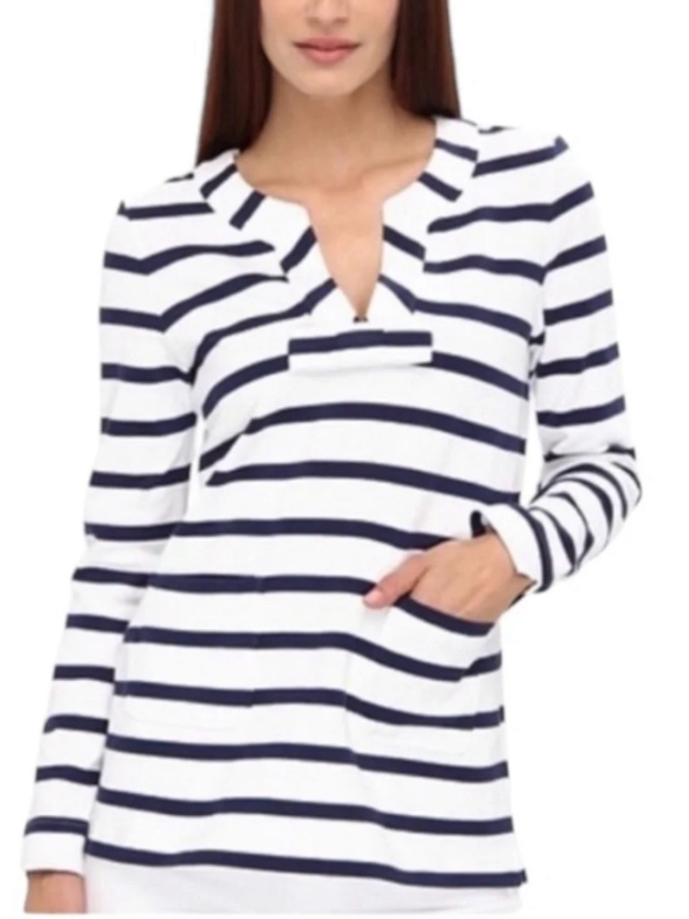 kate spade Navy and White Striped Notch-Neck Tunic
